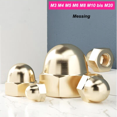 Messing Hutmuttern Sechskantmuttern Kupfer Hutmutter M3 M4 M5 M6 M8 M10 bis M20 - Bild 1 von 4