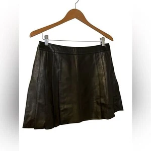 Moda International Genuine Leather Skirt Size 10 Pleated Y2K Biker Goth - Picture 1 of 5