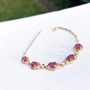 Natural Ruby 2.885ct W/ 0.096ct diamond 18K rose gold bracelet 31.7ct 17cm #294 - Picture 1 of 22