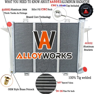 4 Row Aluminum Radiator For Dodge Ram D250 D350 W250 W350 5.2L 5.9L 1989-1993 Foto 1 de 4