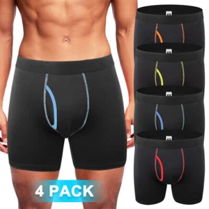 4 Pack Mens Bamboo Underwear Boxer Shorts Stretchy Trunks 3D Pouch Underpants  - Picture 1 of 12