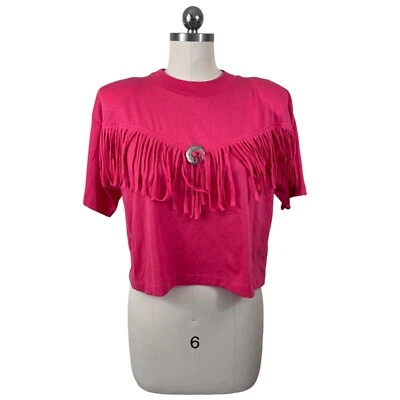 Top corto Sky Lite para mujer mediano coral occidental caracola flecos años 90 boho vaquera Foto 1 de 4