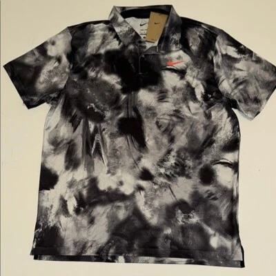 Polo de golf Nike para hombre L 2024 Dri-fit estampado camuflado gris blanco - Swoosh en la espalda $80 Foto 1 de 4