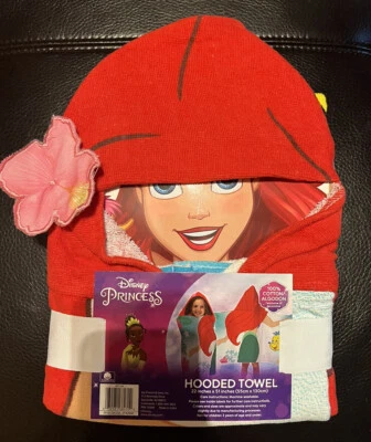 Toalla de baño con capucha Disney Princesa La Sirenita Ariel 22" x 51" algodón Foto 1 de 2