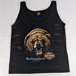 Vintage 1991 Harley Davidson 3D Emblem Tank Top Grizzly Bear Herren Large L Single - Bild 1 von 9