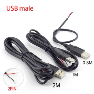 Conector macho USB 2.0 A hazlo tú mismo fuente de alimentación línea de cable de carga 2 pines 0,5/1/2M - Imagen 1 de 11