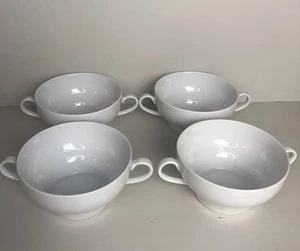 4x Arzberg Germany White Bouillon Soup Bowls – Twin Handles – Porcelain - Picture 1 of 14