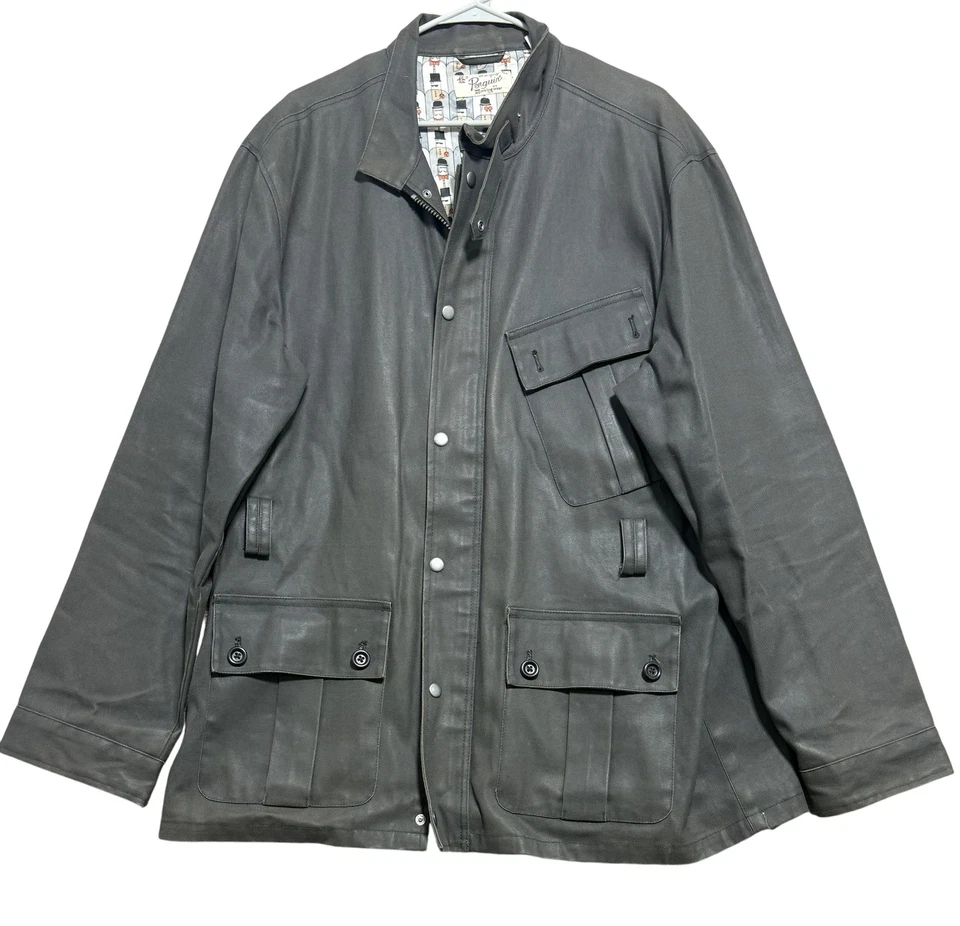 Original Penguin by Munsingwear Jacket Mens XL Gray Field Utility Zip Snap Lined - Image 1 of 4