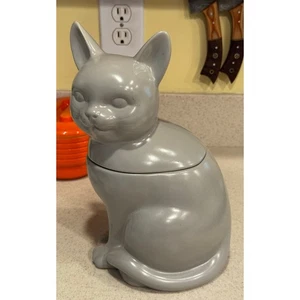 Threshold Gray Cat Kitty Kitten Stoneware Cookie Jar 10.5" - Picture 1 of 11