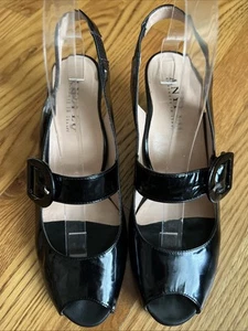 Anyi Lu schwarze Lack Peeptoe Mary Jane Slingback Pumps Gr. 40 EUR 9 US - Bild 1 von 13