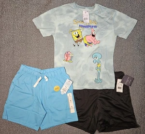 NWT Bundle of 3 Sz Med Boys Spongebob Tshirt, Blue Shorts & Gray athletic shorts - Picture 1 of 1