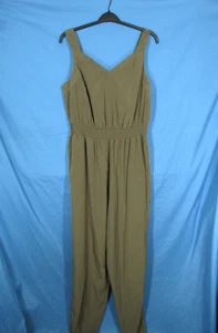 PURE ENERGY grüner SATIN Reißverschluss ELASTISCHER BUND ärmellos TANK JUMPSUIT/STRAMPLER Gr. 1X - Bild 1 von 7