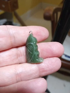 Vintage Antique Jade Or Jadeite Carved OWL Bird Pendant Charm Asian Chinese - Picture 1 of 8