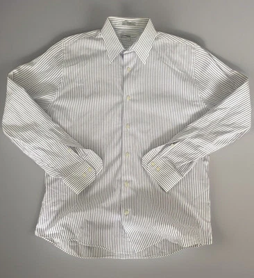 Express IMX Long Sleeve Button Up Shirt White Purple Striped Large 16-16.5 JBHS - Image 1 of 4
