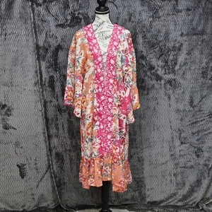 Vince Camuto Kimono Top Womens OSFM Floral Japanese Asian Cardigan Festival Boho - Picture 1 of 15