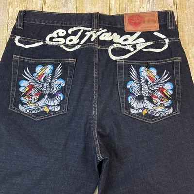 Ed Hardy Embroidered Jeans Vintage Y2K  Mens Size 38 (36X32) - Image 1 of 4
