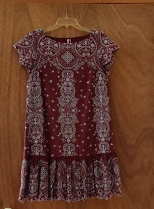 Anthropologie Feather Bone Wine Gray Eyelet Dress Cap Sleeves Lined Size S - Bild 1 von 6