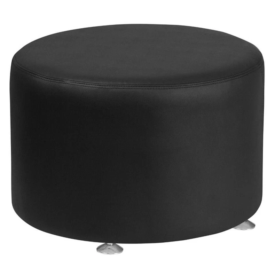 Flash Furniture Leather 24" Round Ottoman in Black - Image 1 of 1