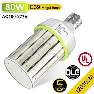 Corn Led Light Bulbs 5000k 80W E39 Replace 250W MH/HPS High bay Warehouse Lights - Image 1 of 4