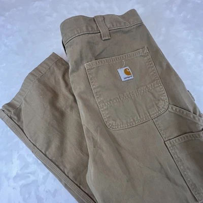 Carhartt RN#14806 Khaki Work Pants Carpenter Men's 34W X 34L Cotton Canvas Tan - Image 1 of 4