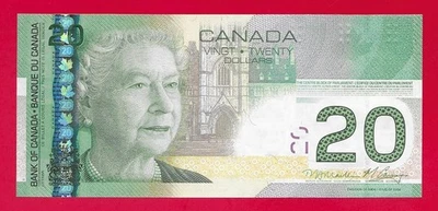 Canada $20 2011 paper note last issue Macklem * Carney – AUY – Uncirculated - Image 1 of 2