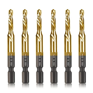 6-pc 10-32NC Combination Drill Tap Bit Set SAE, 10-32NC Thread Size, Titanium... - Picture 1 of 7