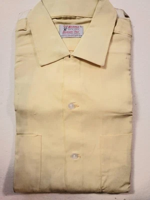 Vintage 50s Bud BERMA Loop Collar Rayon Gabardine Shirt  sz Medium LIGHT LEMON - Image 1 of 4