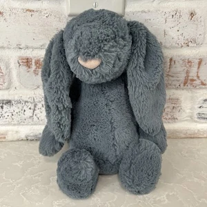 "Felpa suave Jellycat Bashful Bunny azul oscuro 12"" mediana retirada" - Imagen 1 de 7