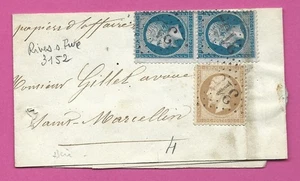 1863 BANDE POUR IMPRIME RIVES SUR FURE  ISERE - Imagen 1 de 2