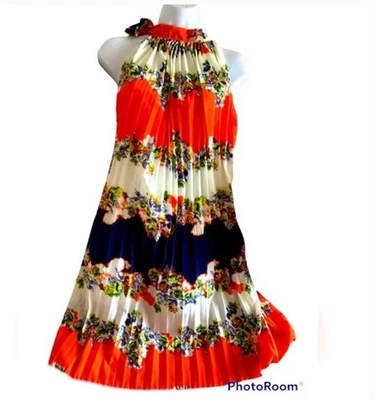 Vestido para mujer Pretty Girl sin mangas M/L naranja blanco y azul floral Foto 1 de 4