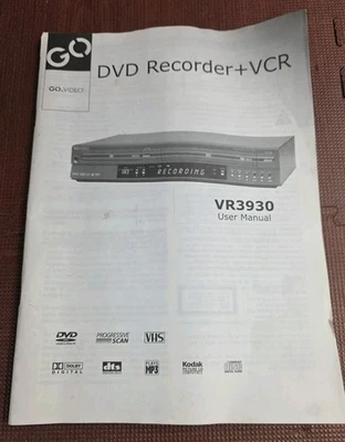 Go.video VR3930 Manual do Usuário 59 Páginas For Go Video Gravador de DVD + VIDEOCASSETE - Imagem 1 de 4