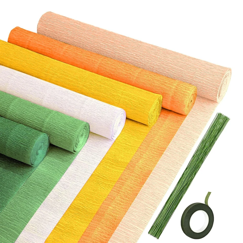 Serpentinas de papel crepé 6 rollos, 10 x 98 pulgadas 6 hojas de papel crepé colores amarillos... Foto 1 de 4