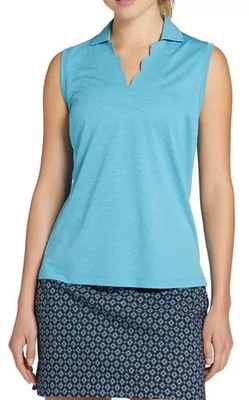 Walter Hagen Women's Clubhouse Scallop Sleeveless Golf Polo Blue Splash NWT XS - Image 1 of 4