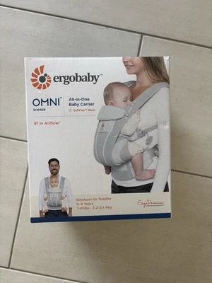 Ergobaby Omni 360 冷空气网人体工学婴儿背带珍珠灰色一体化全新无标签 — 第 1/3 张图片