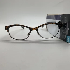 E283 Foster Grant Cleo TORT BROWN  2.00 Women  Reading READERS Glasses W/CASE - Picture 1 of 8