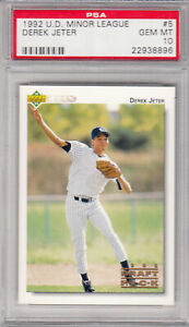 1992 UD Minor League Derek Jeter Draft Pick New York Yankees #5 PSA 10