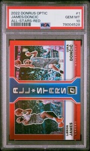 2022-23 Donruss Optic Red Holo /99 All Stars Luka Doncic Lebron James PSA 10