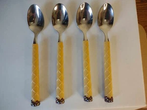 Set of 4 Oneida Ice Cream Waffle Cone Dessert Spoons with Sprinkles - Picture 1 of 2