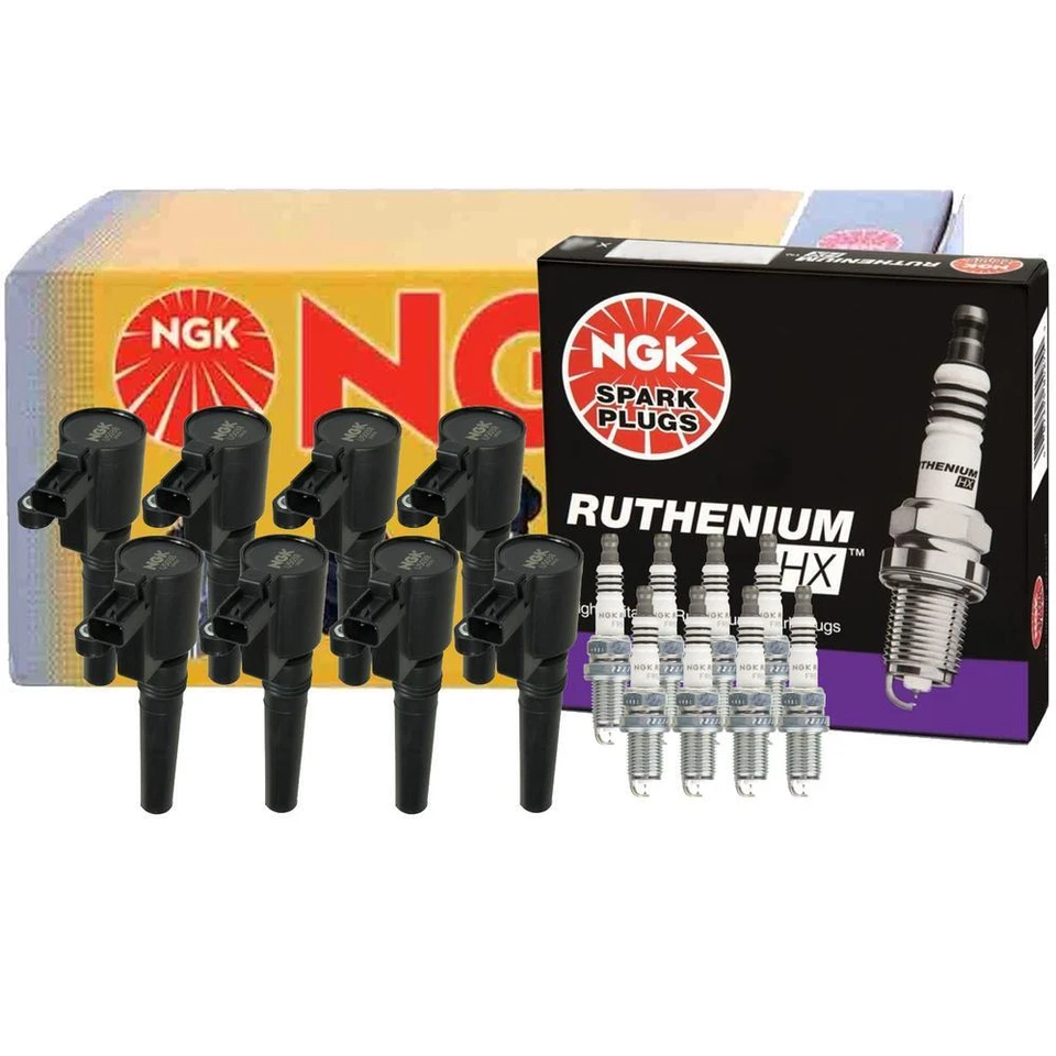 NGK 8 COP Ignition Coils & 8 Ruthenium HX Spark Plugs Kit For Jaguar S-Type LS - Image 1 of 1