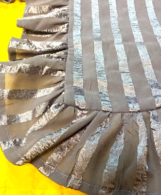 Luxury Euro Pillow Shams Purple-Gray Stripe Sheer Ruffled Trim 26" x 25.5" - Image 1 of 4