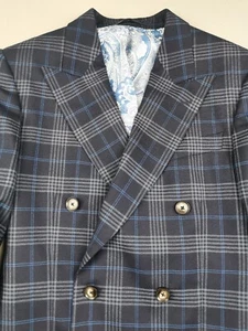 DUCHAMP LONDON Mens Size IT 42/UK 32R Double Breasted Jacket BNWT Wool Slim Fit - Picture 1 of 21