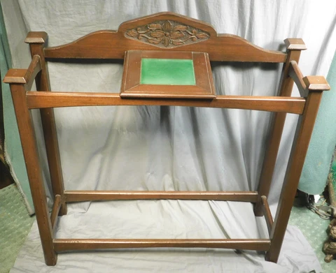 Antique English Carved Wood Pottery Arts Crafts Cane Stand Umbrella Holder KIT Cover