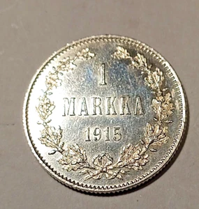 Finnland * 1 Mark * 1915 * Silber - Kaiserreich Nikolai II * Zust. unc* - Bild 1 von 2
