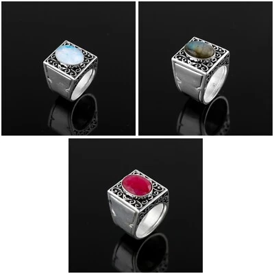 Anillo venenoso, piedra lunar, labradorita, anillo venenoso de piedras preciosas, plata de ley 925 Foto 1 de 4