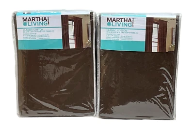 Par de paneles de algodón clásicos Martha Stewart (2) 50 x 84" marrón labrado suelo lengüeta superior Foto 1 de 4