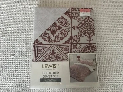 John lewis's porto red single duvet set brand new sealed red white pattern - Image 1 of 4