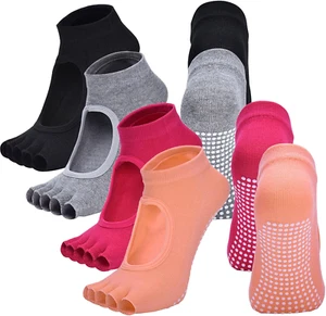 Toeless Yoga Socks for Women Pilates Socks with Grips Cotton Non Slip Open Toe S - Picture 1 of 7