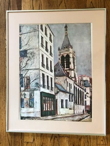 Maurice Utrillo Cityscape Town Church Village Print Vintage European Litho Art - Picture 1 of 5