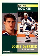 1991-92 Pinnacle Oilers Hockey Card #347 Louie DeBrusk Rookie