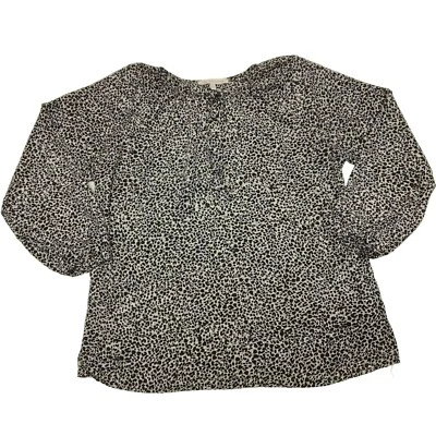 Blusa Top Campesina Daisy Fuentes Estampado Animal Leopardo de las Nieves Mediana Foto 1 de 4